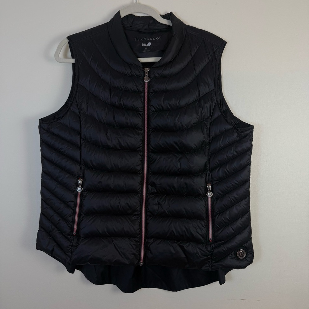 Bernardo Womens Black Goose Down Vest‎ Zipper sz XL Outerwear Winter Packable